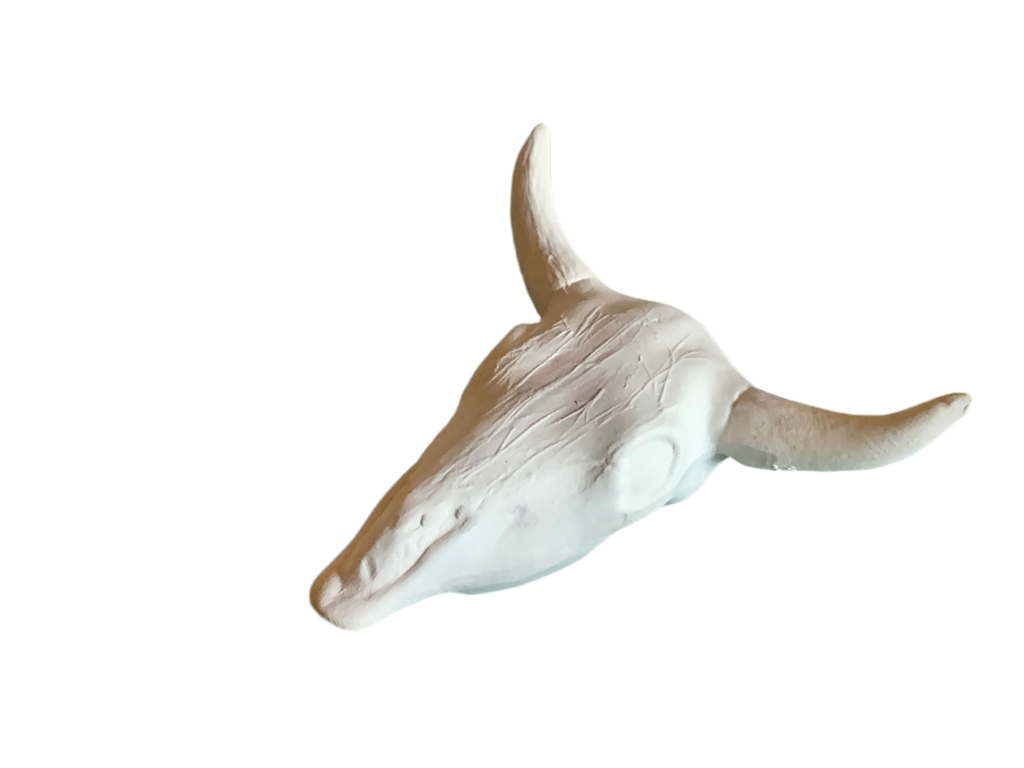 Handmade Ceramic Steer Bull Head Skull