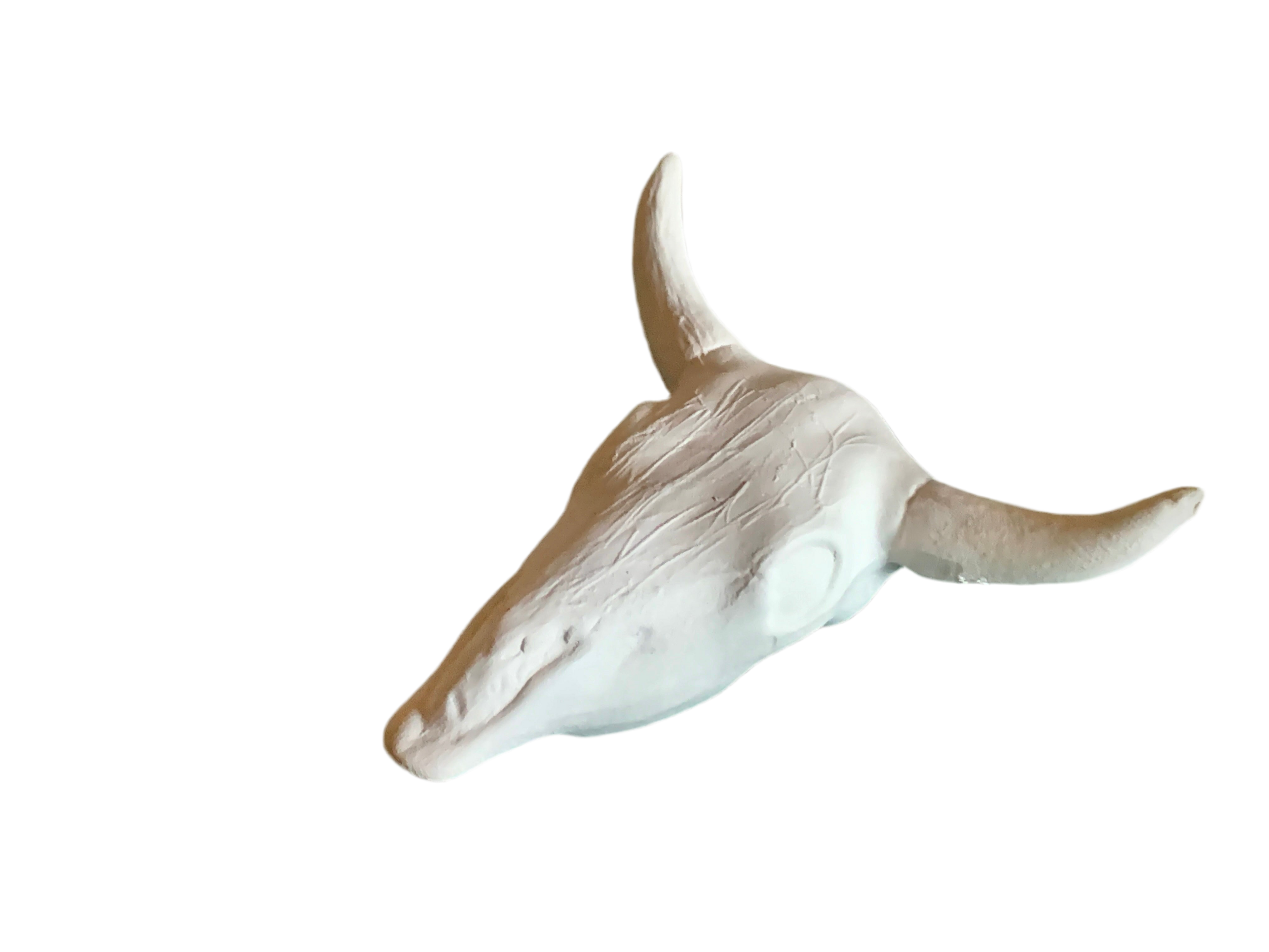 Handmade Ceramic Steer Bull Head Skull