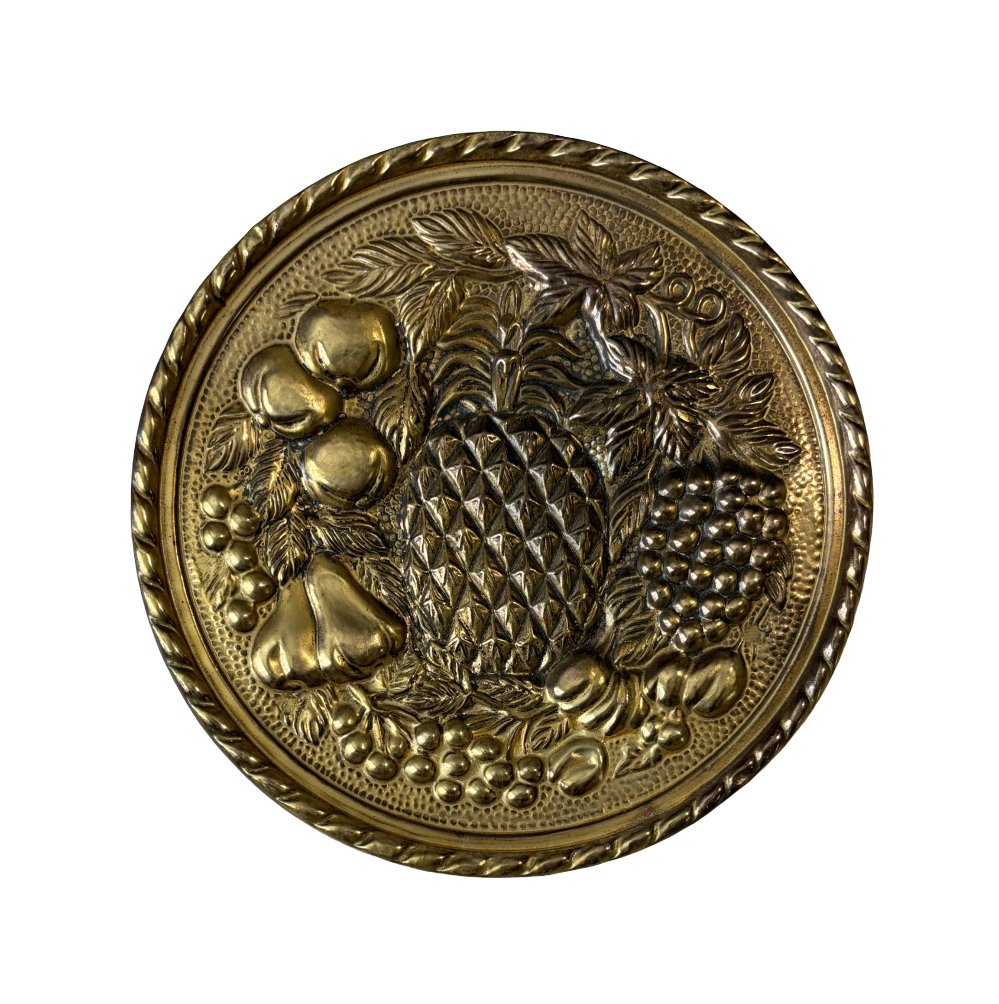 Vintage MCM Set of 2 Fruit Metal Brass Wall Hanging Decor