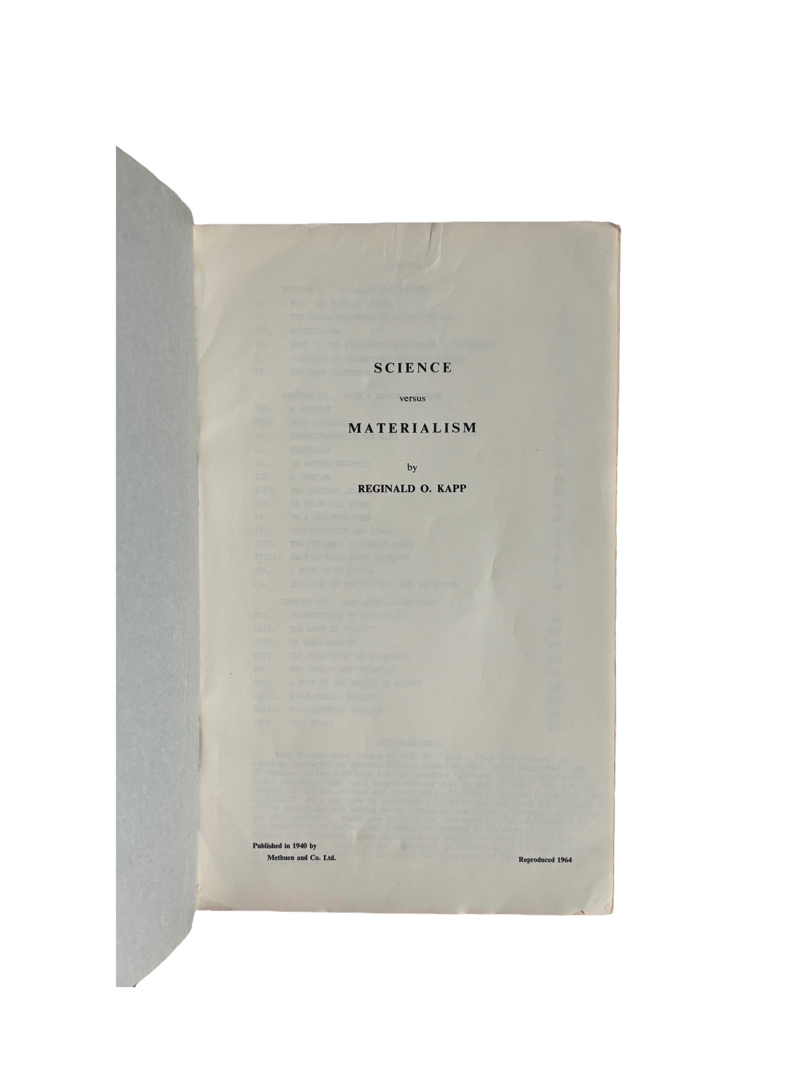 Science Versus Materialism by Reginald O. Kapp