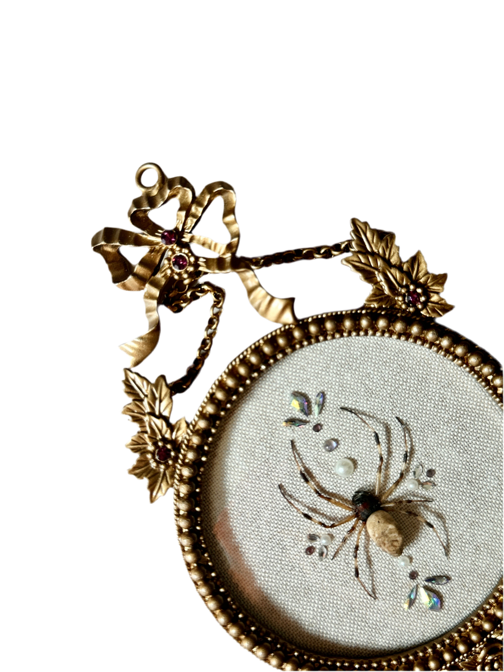 Jeweled Golden Silk Orb Garden Spider Bubble Glass Frame