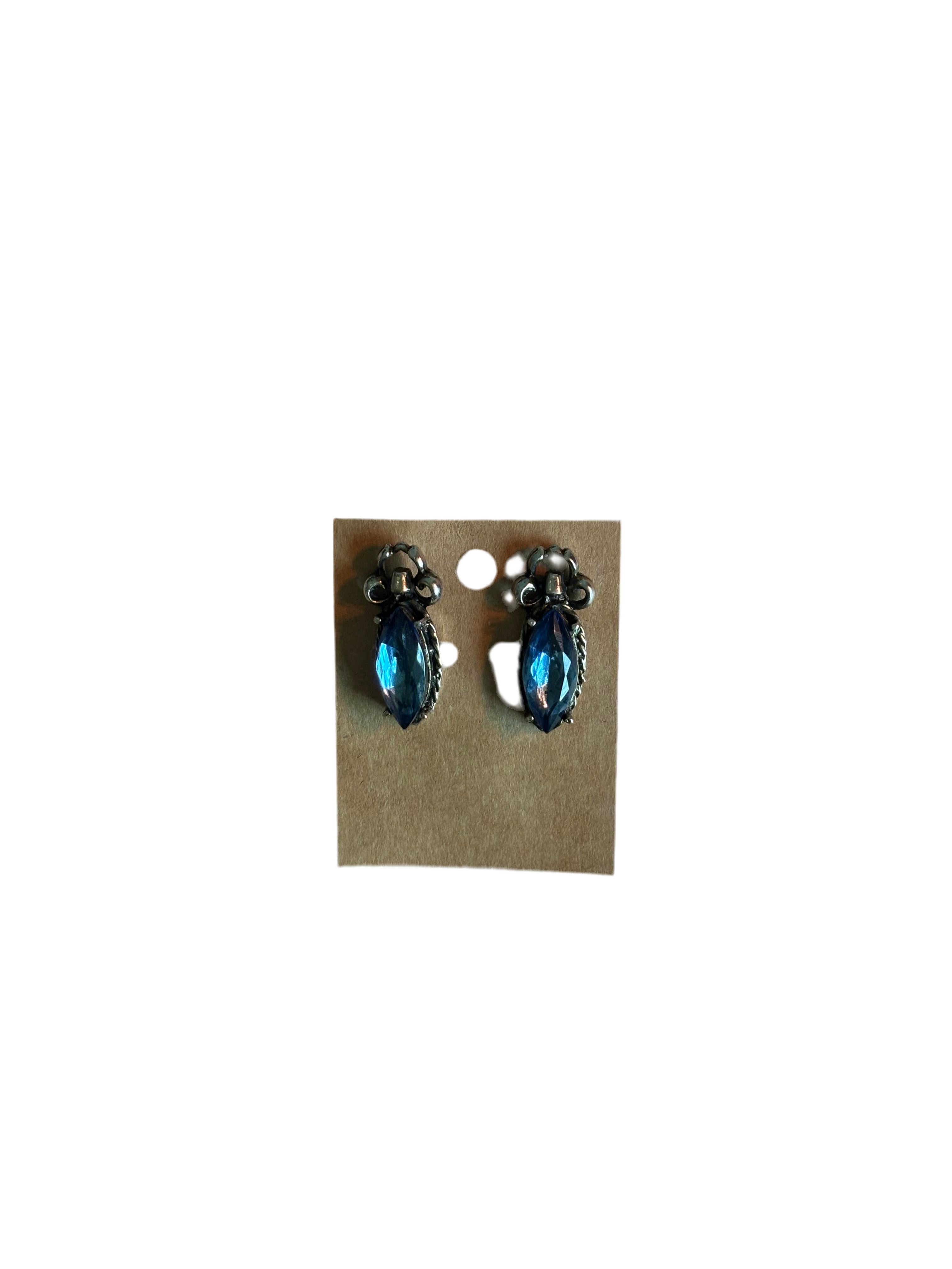 Blue Gemstone Vintage Earrings