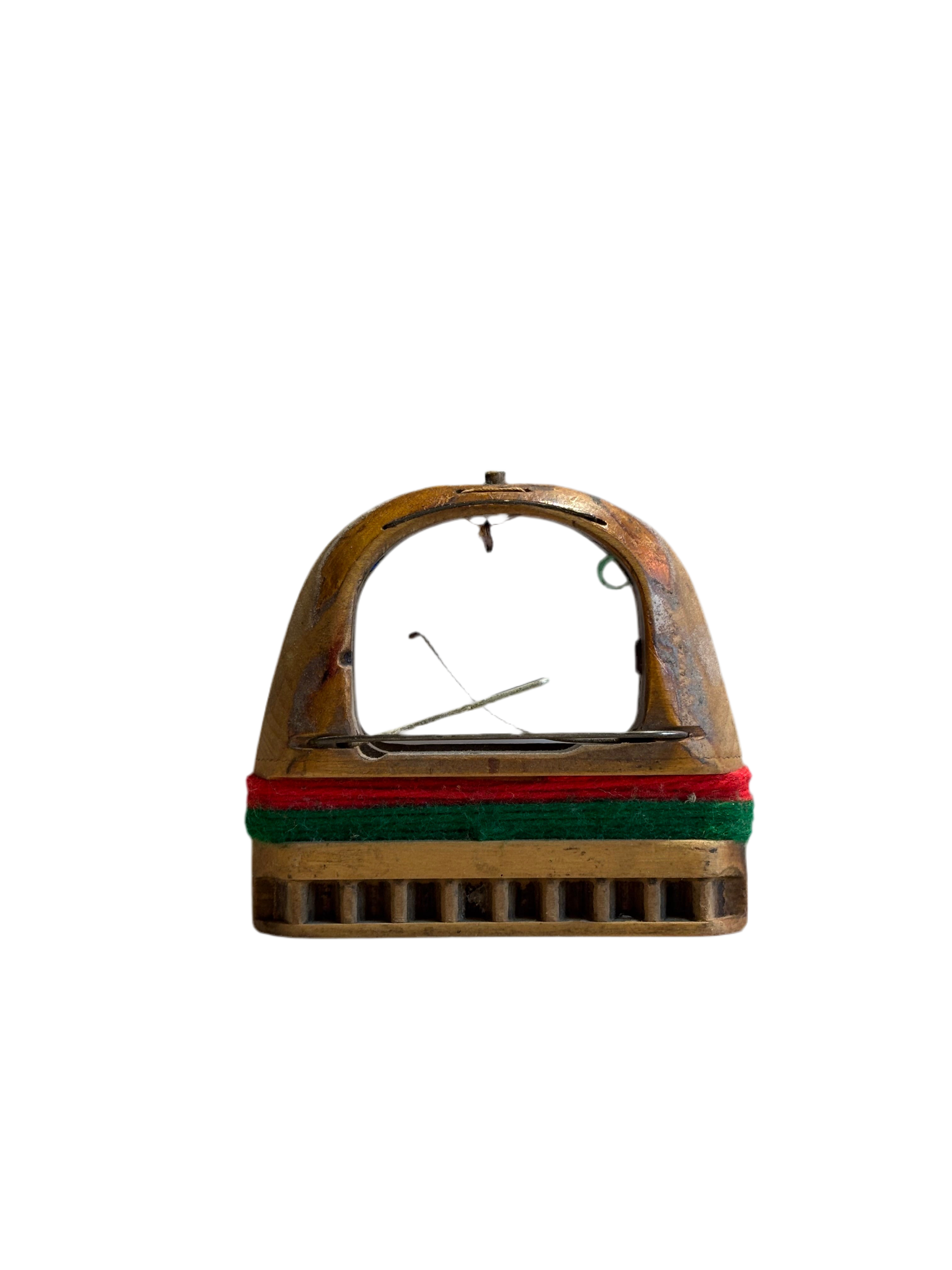 Antique Red & Green Threaded Loom Shuttle