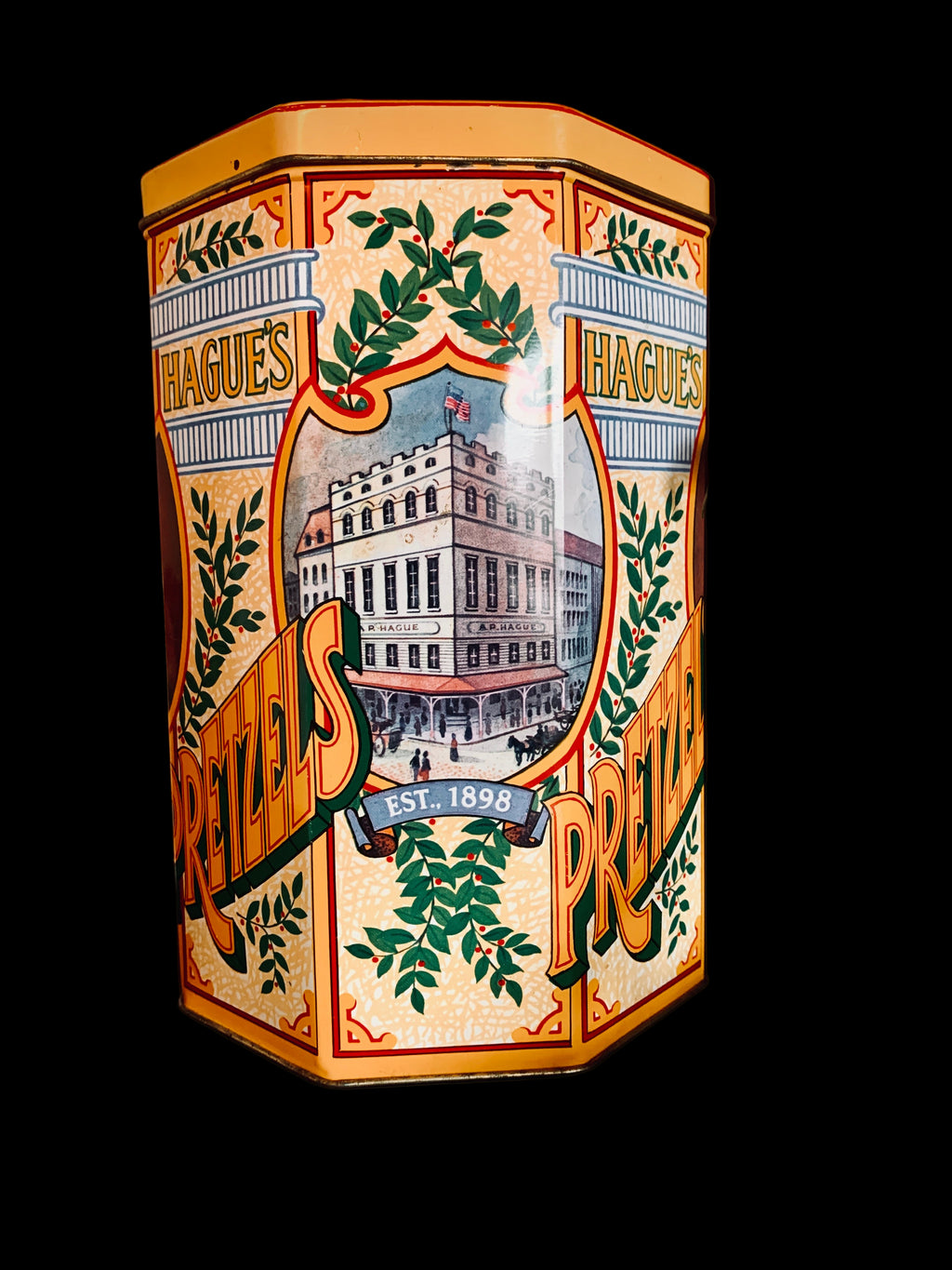 Vintage Hague’s Pretzel Tin Container