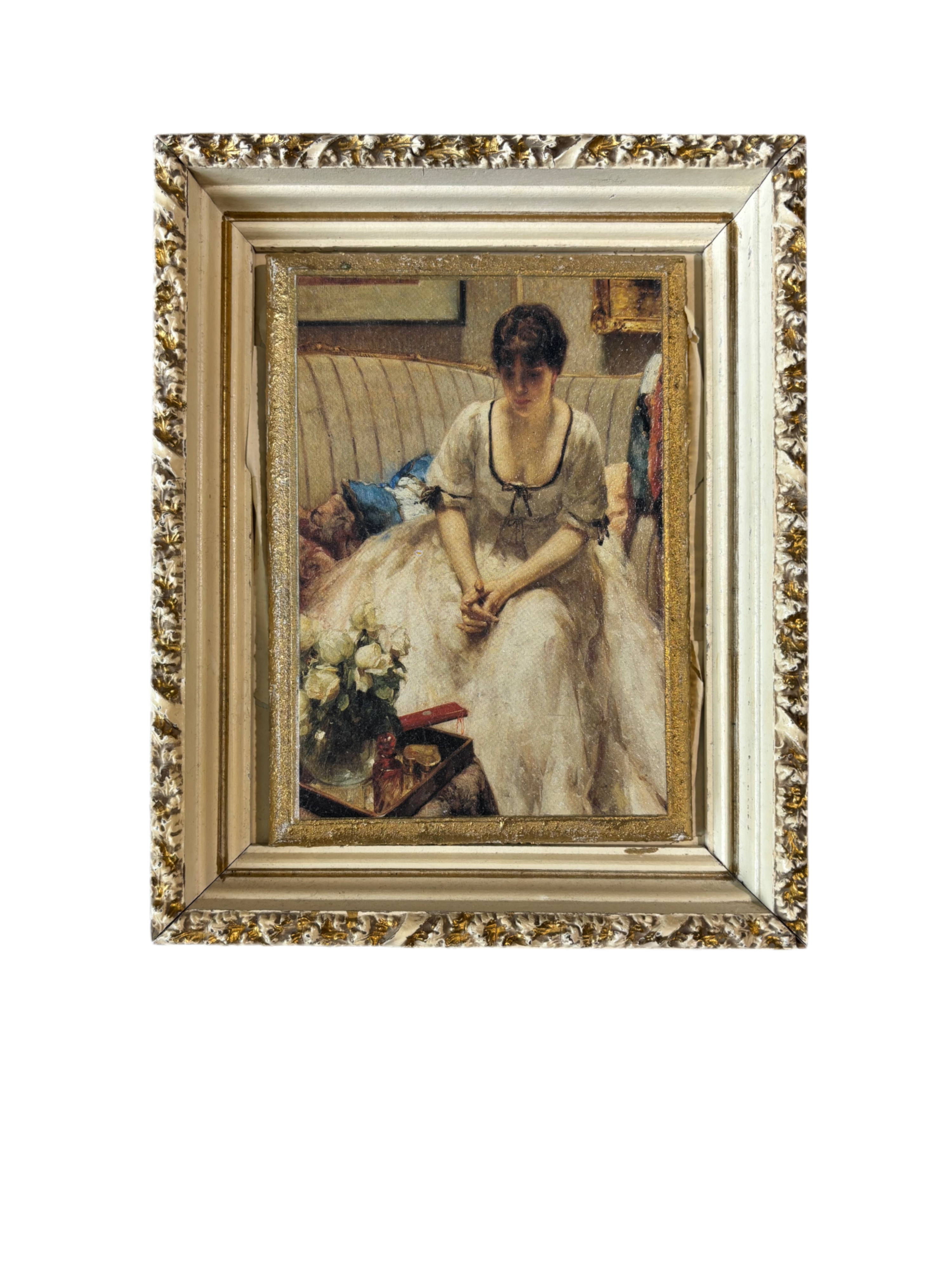 Vintage Shadow Box Frame Portrait of a Woman