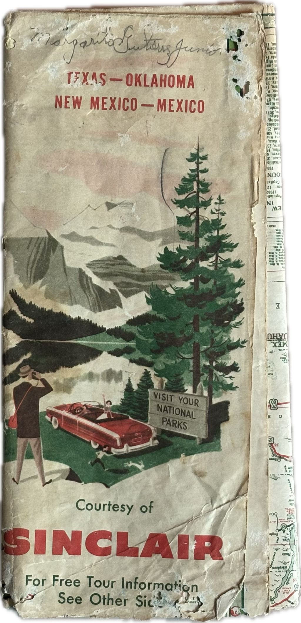 Texas - Oklahoma, New Mexico - Mexico Travel Map