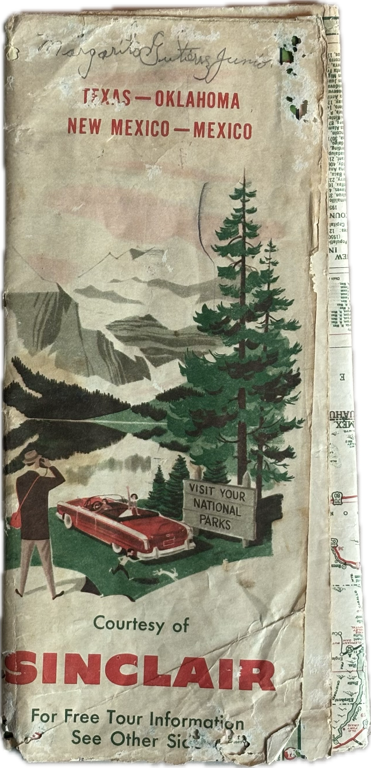 Texas - Oklahoma, New Mexico - Mexico Travel Map