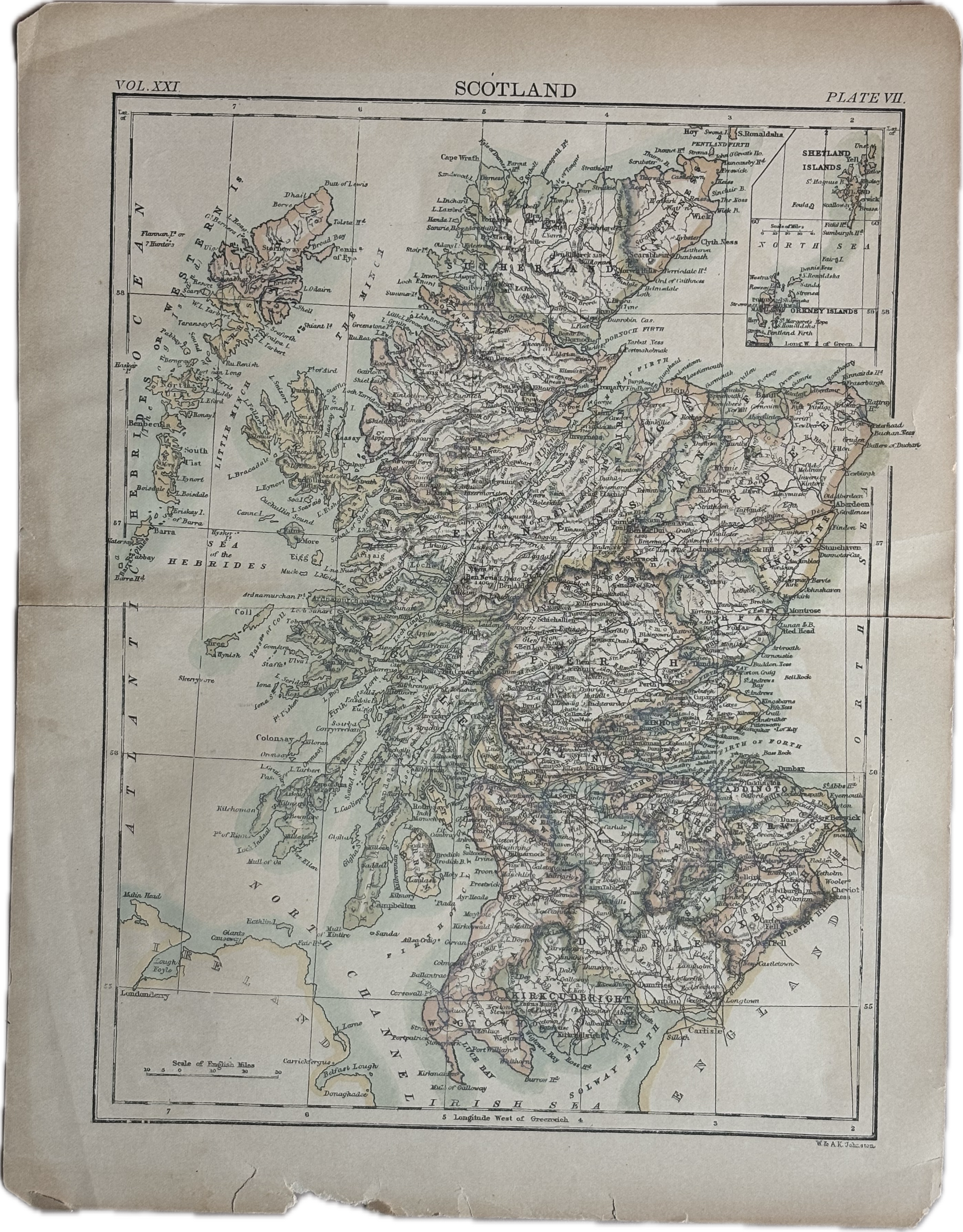 1870-1914 Antique Map of Scotland