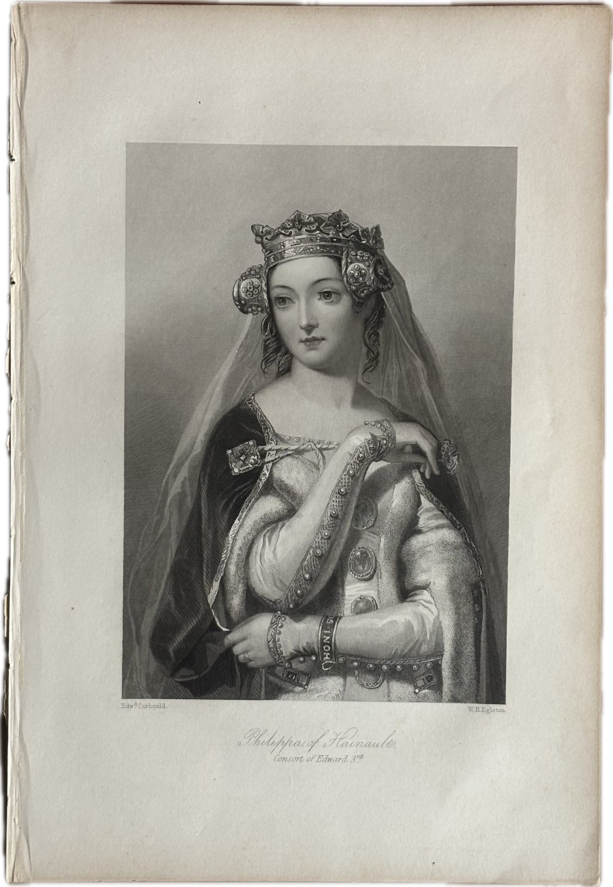 Mid-to-late 19th Century Engraving Philippa of Hainault, Queen of England