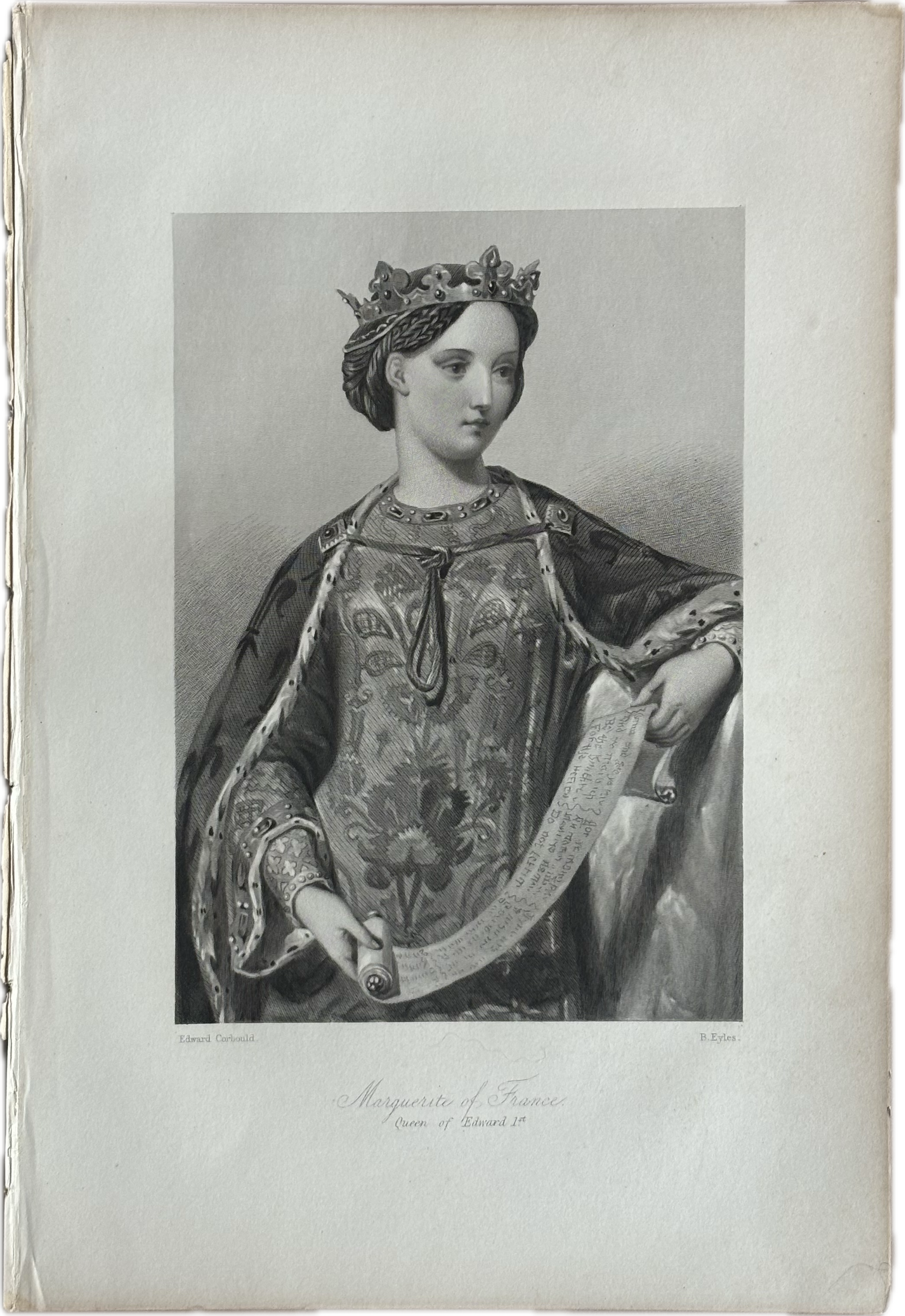 1875 Marguerite of France Engraving Print
