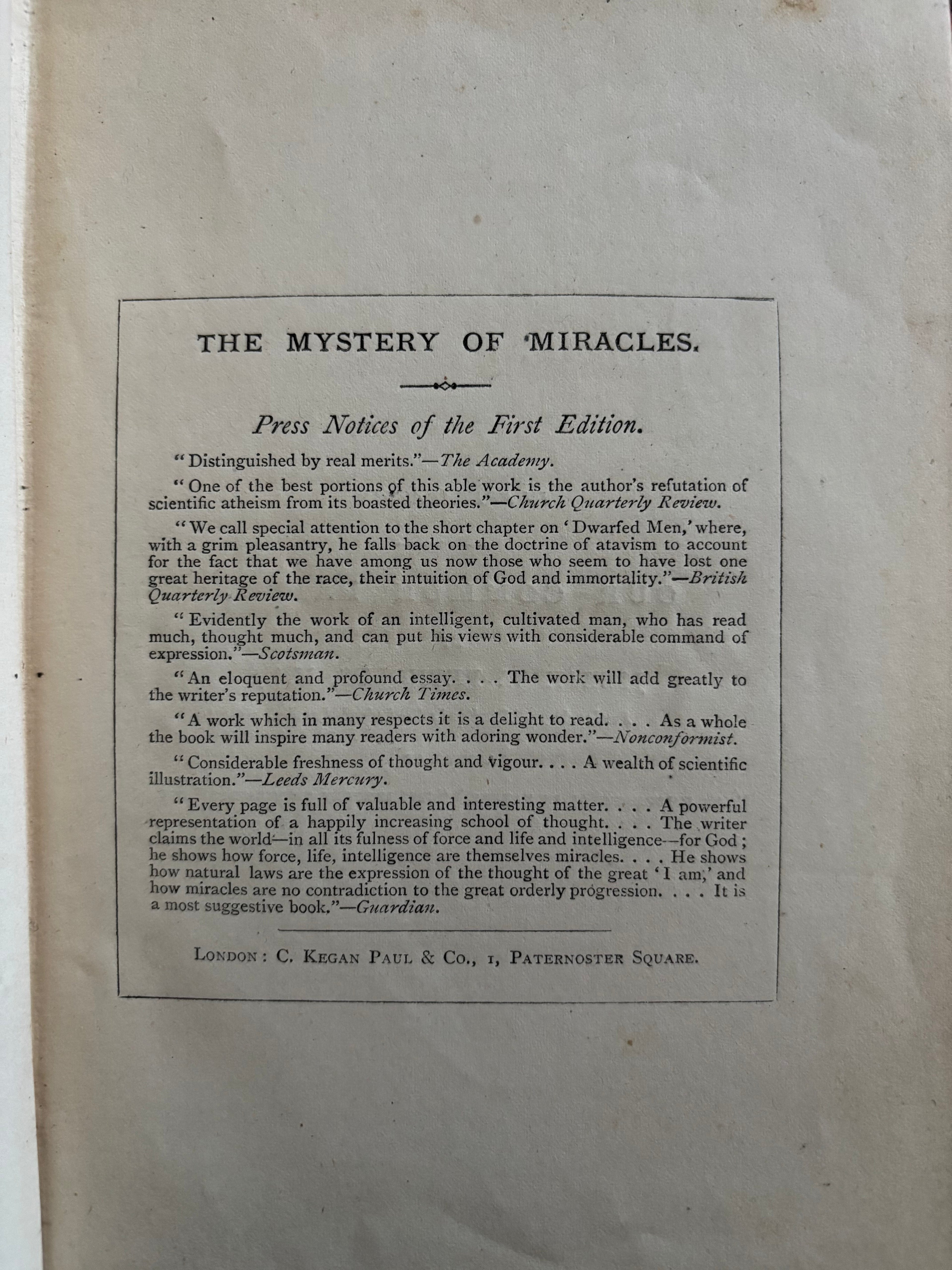 The Mystery of Miracles