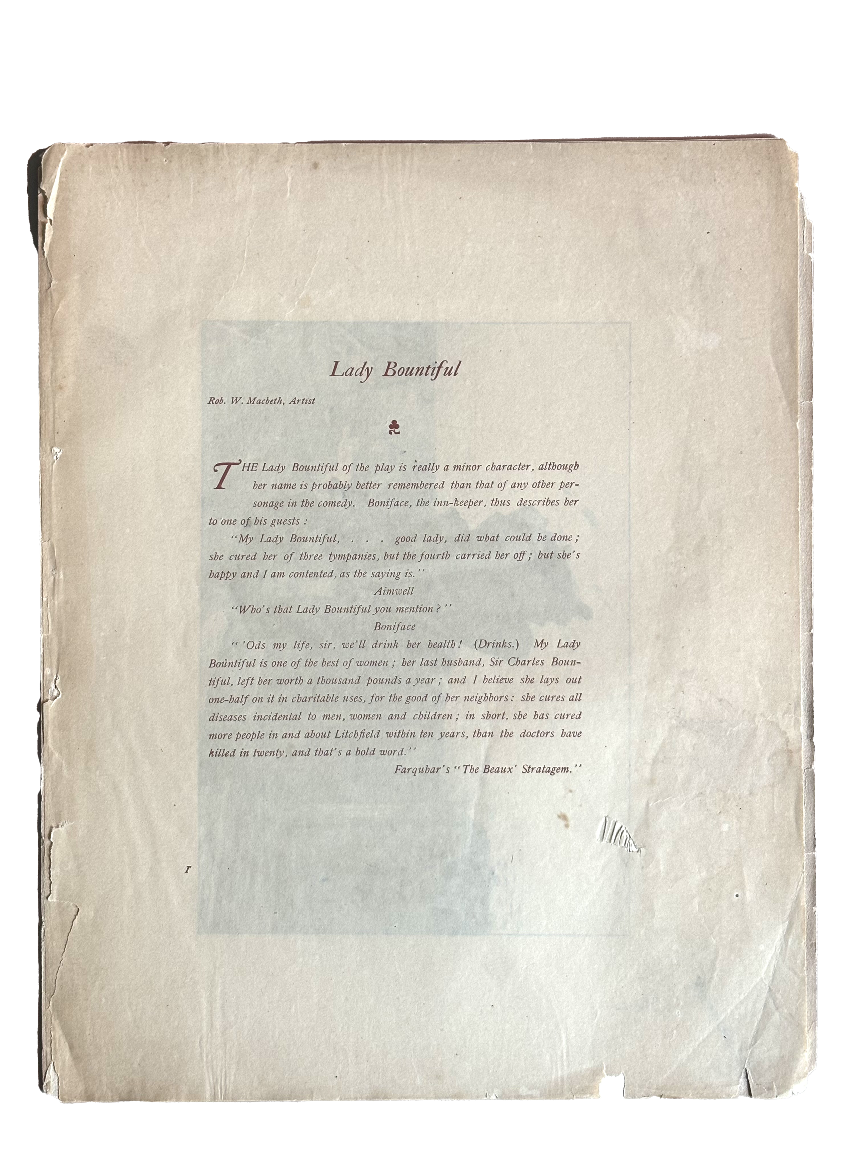 Original 1880's Lady Bountiful Photogravure